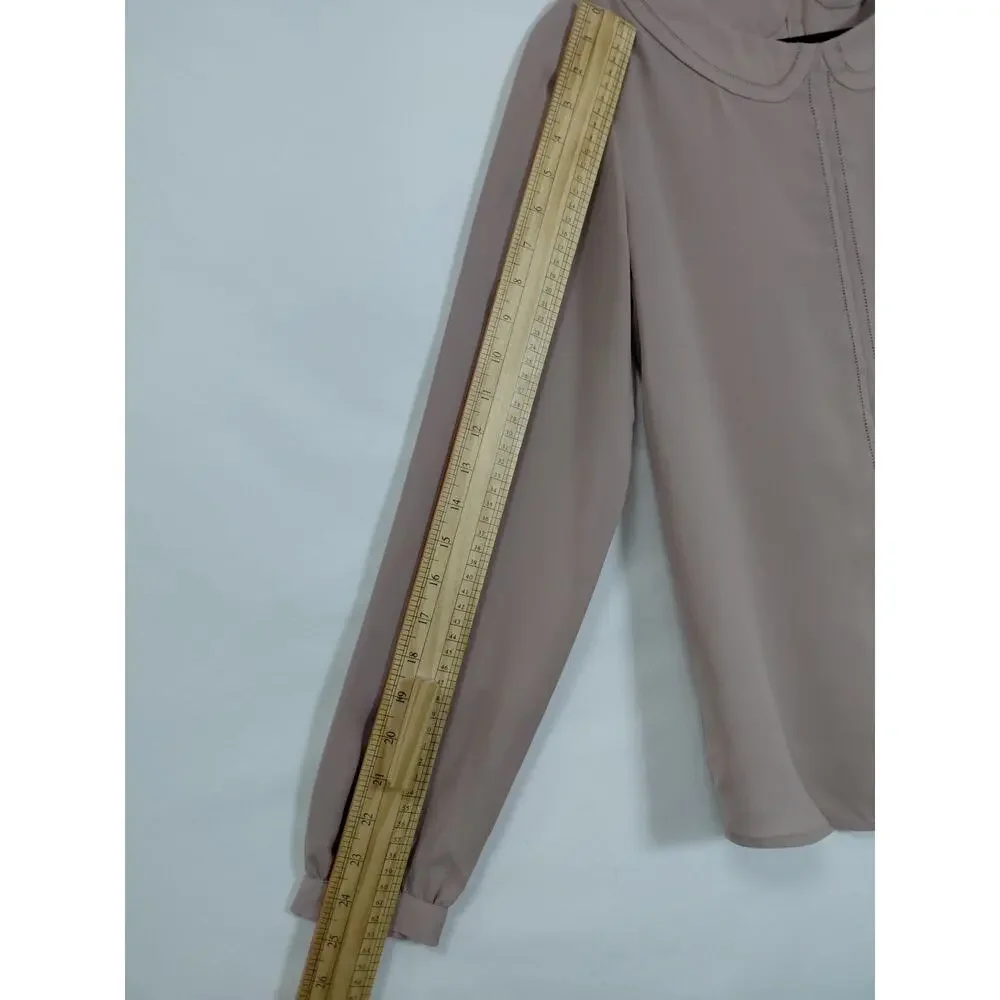 Loft Pink Collared Chiffon Lightweight Button Blouse Women Size S